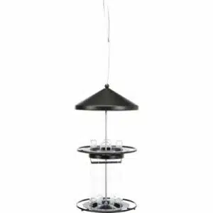 Utefuglautomat 2etg i metall/akryl 36cm sort