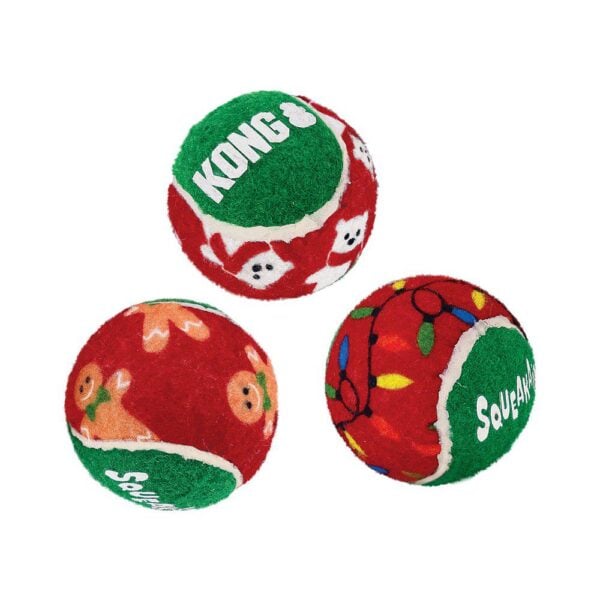 KONG Holiday Squeak Air Ball 6-pk Juleleke Hund