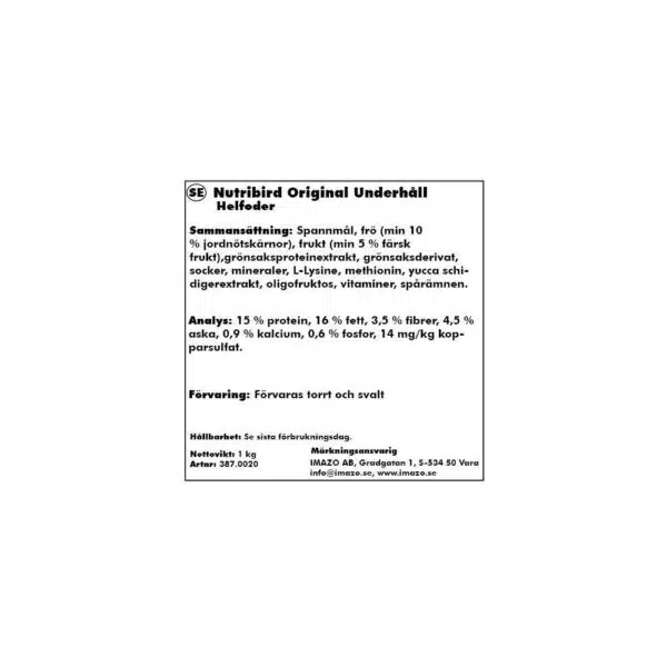 Nutribird G14 1Kg Original HovedfÃ´r