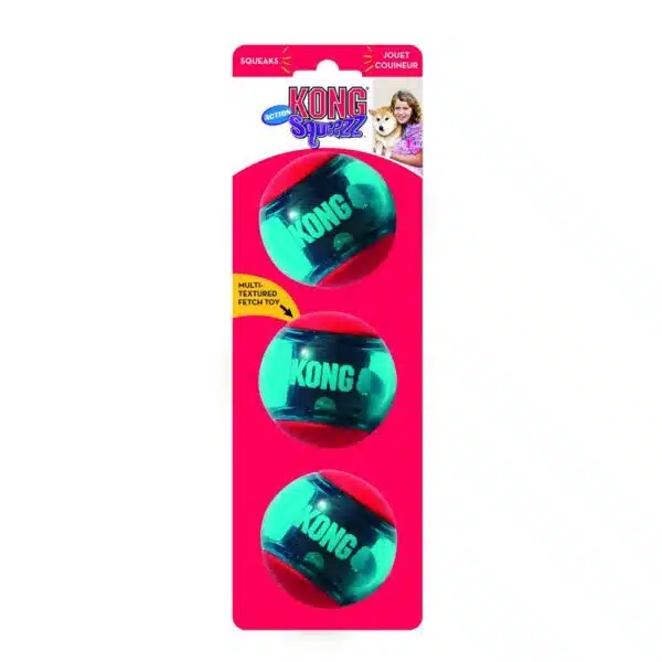 KONG Squeezz Action Ball Hundeleke Rød