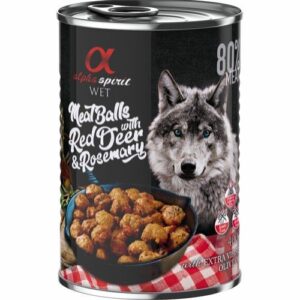 Alpha Spirit Kjøttboller med kronhjort og rosmarin - VåtfÃ´r Hund 6 x 400g