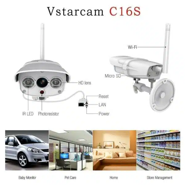 Vstarcam C16S vanntett utekamera med nattfunksjon