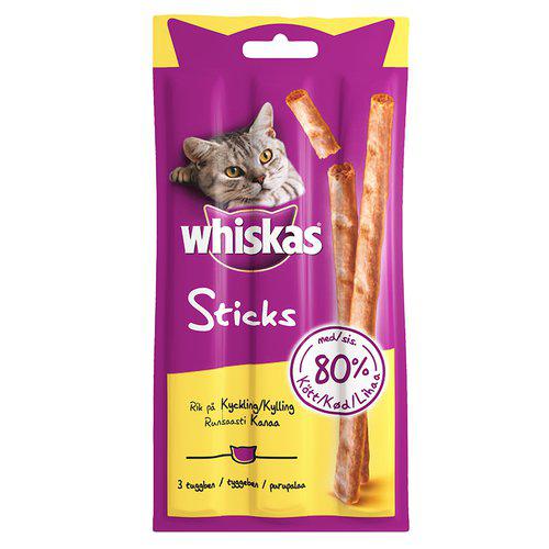 Whiskas kattesticks 3stk 18gr.