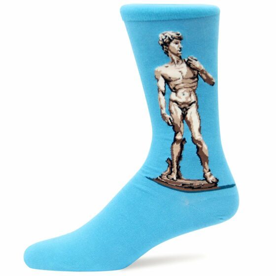 Naken lyseblå sokk, David