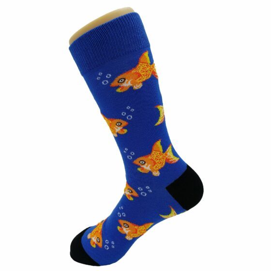 Blå sokk med gullfisker
